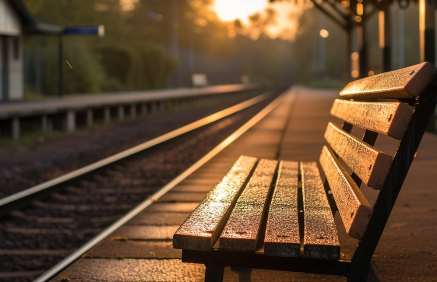 Bench on platform