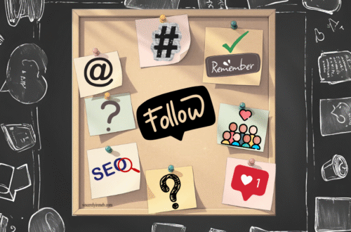 Corkboard with blog post reminders pinned to it