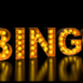 BINGO lighted up sign on black background