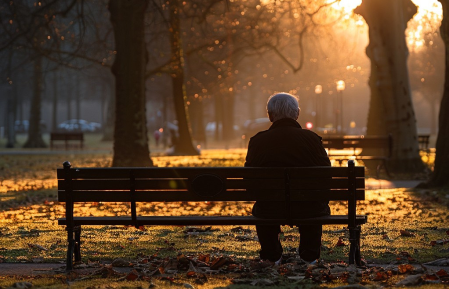 old man lonely on bench
