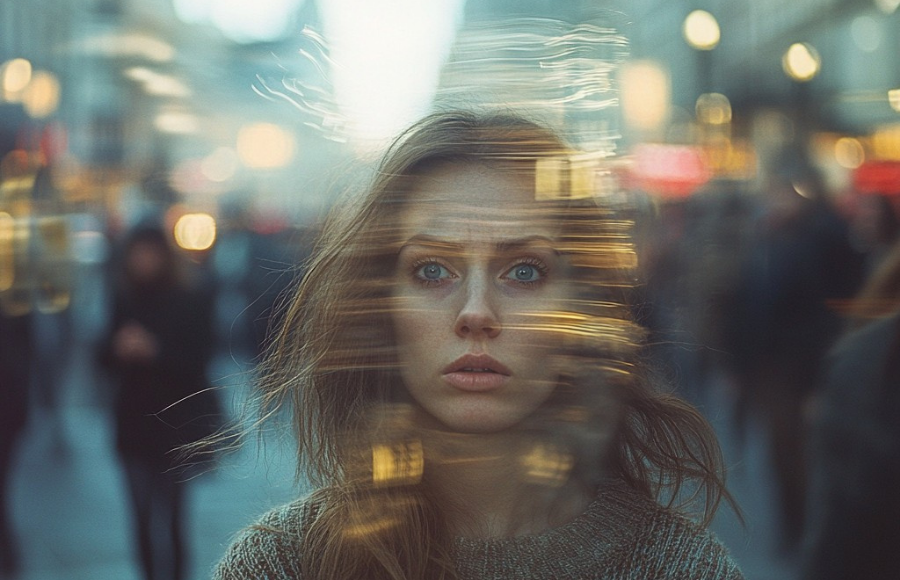 Woman in a haze of confusion