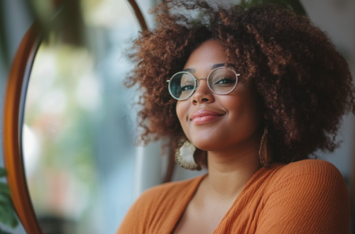 Beautiful black curvy woman confident happy