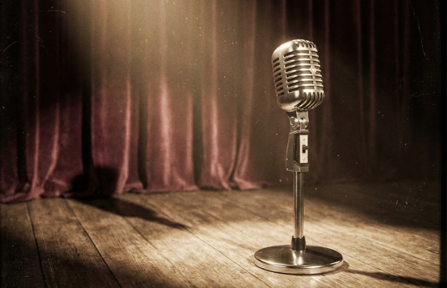 Mic on stage in the spotlight