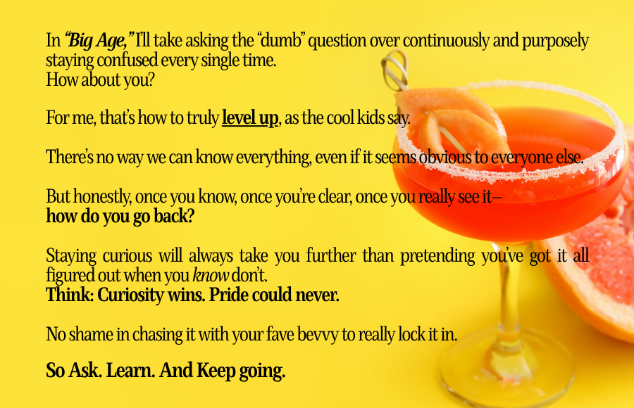 orange background with cocktail and the wording from the description