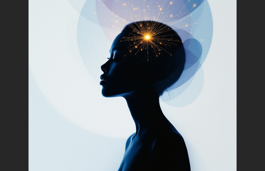 Silohuette woman with beautiful brain