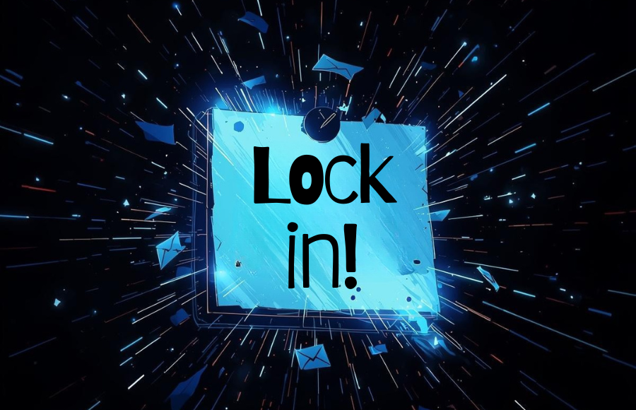 A post-it note shatteing through black and blue glass, grapgice.