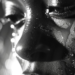 Beautiful black woman, black and white moody image, tear -stained face